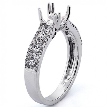 0.78 cts Double four prong Engagment Ring Setting , set in 18k white gold